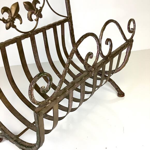 Vtg Mid Century Modern Brass Metal Magazine Newspaper Rack MCM 13.5” Wide - Picture 5 of 10